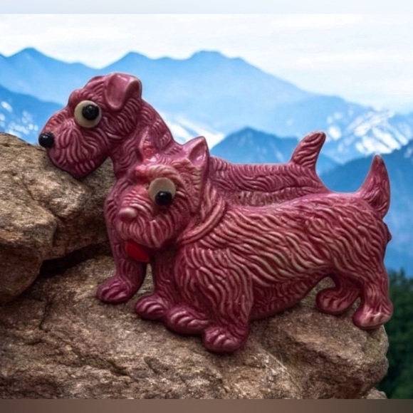 MAKE AN OFFER 🍒 Vintage Red Scottie Dog Pair Brooch #6540 - Picture 3 of 7